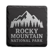 Rocky Mountain National Park Slate Coaster – Natural Stone Drink Coaster with Trees | Rustic Home Decor | Gift for National Parks