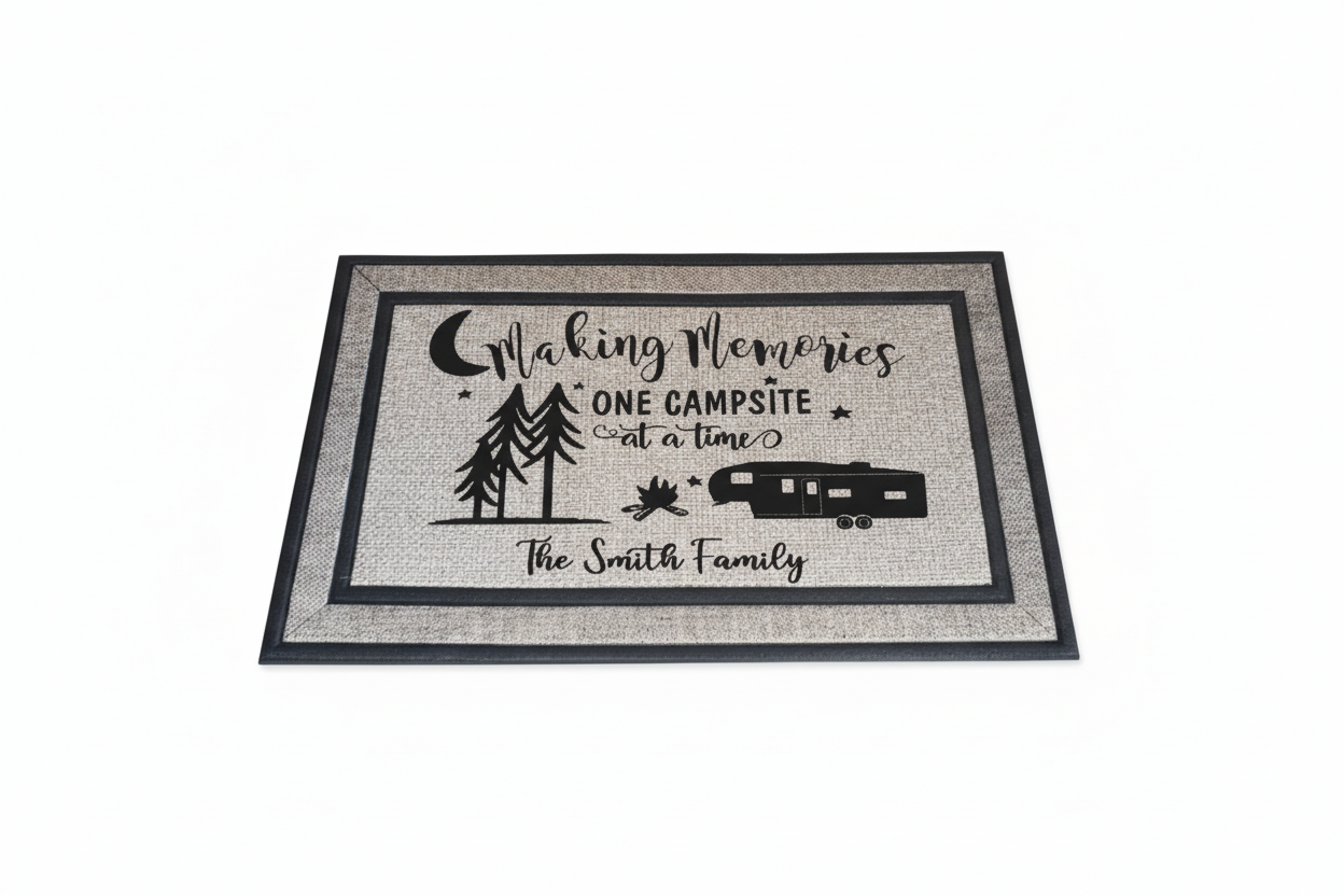 Making Memories One Campsite at a Time Door Mat - 5th Wheel Camper - Personalized