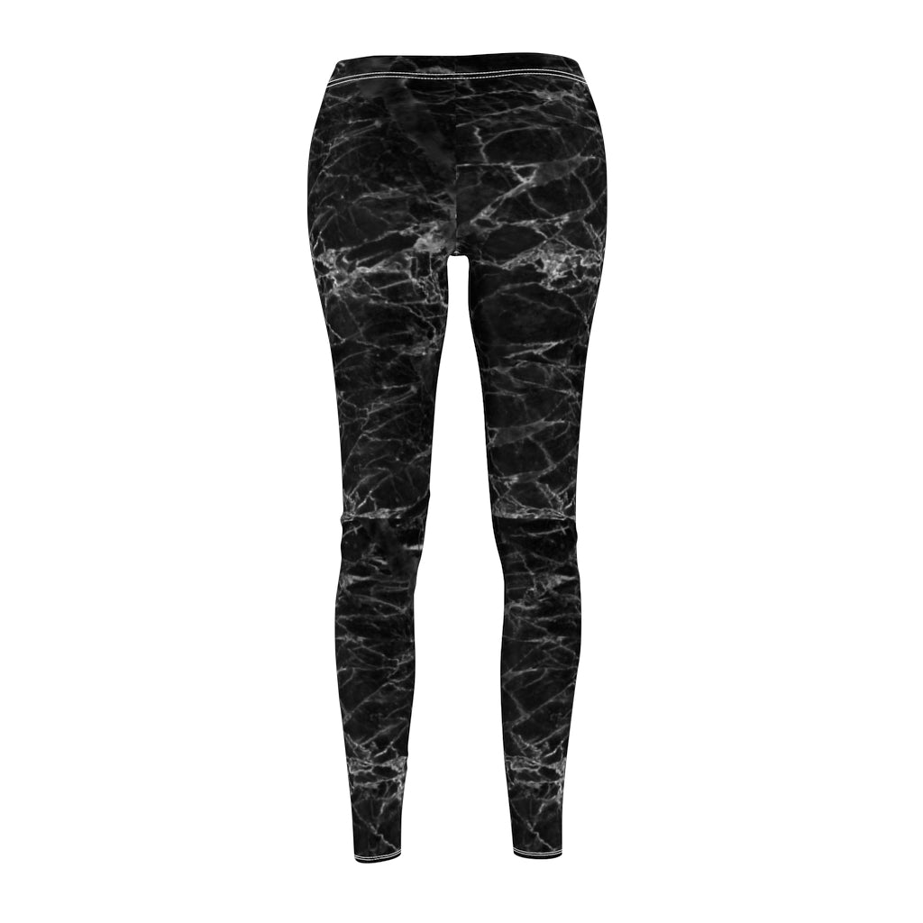 Black Granite Athletic Womens Leggings - Super Soft Elastic Fit Leggings-The Dandelion Design Co