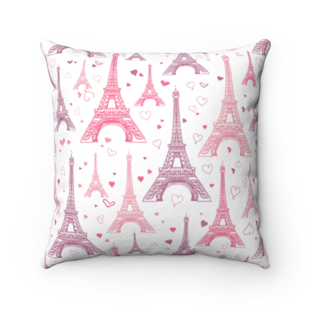 Eifel Tower Pink Pillowcase - Spun Polyester Square Pillow - Home Decor - Throw Pillows - I love Paris Pillow-The Dandelion Design Co