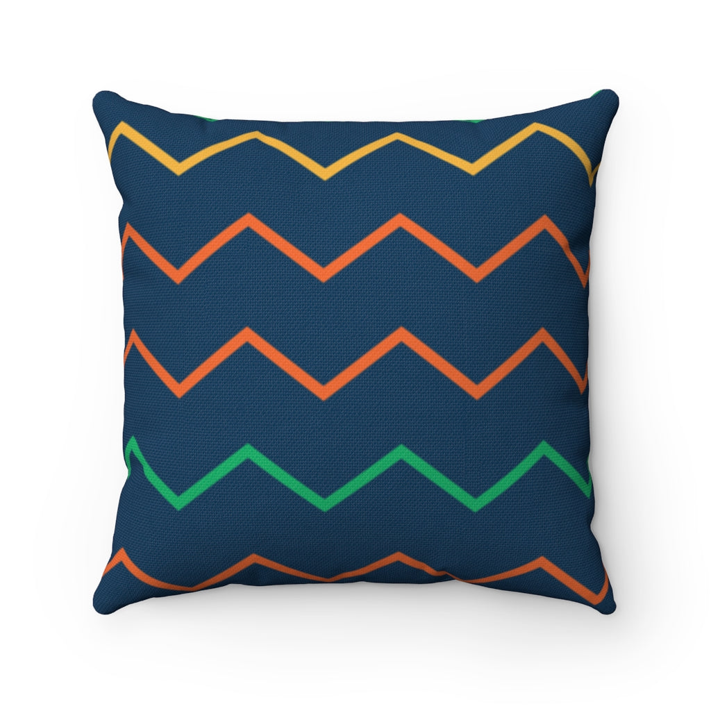 Blue Zig Zag Pattern Square Pillow - Spun Polyester Square Pillow - Home Decor - Couch Pillows - Wave Design - Modern Pattern-The Dandelion Design Co