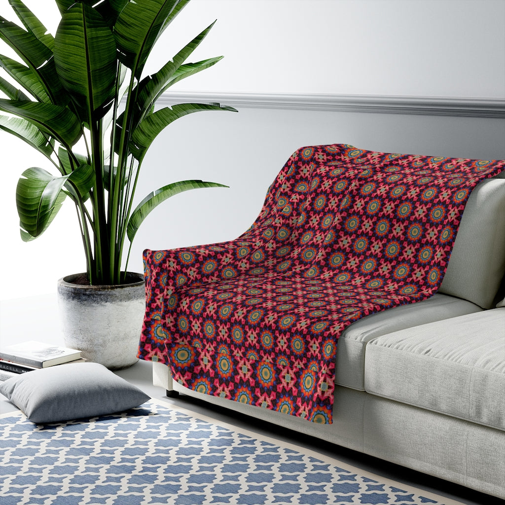 Kaleidoscope Velveteen Plush Blanket - Fun Kaleidoscope Home Decor - Kids Cozy Blanket - Accent Blanket-The Dandelion Design Co