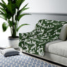 Green Leaves Blanket - Soft Velveteen Plush Blanket - Leaf Pattern Organic Design - Home Decor - Beach Blanket-The Dandelion Design Co