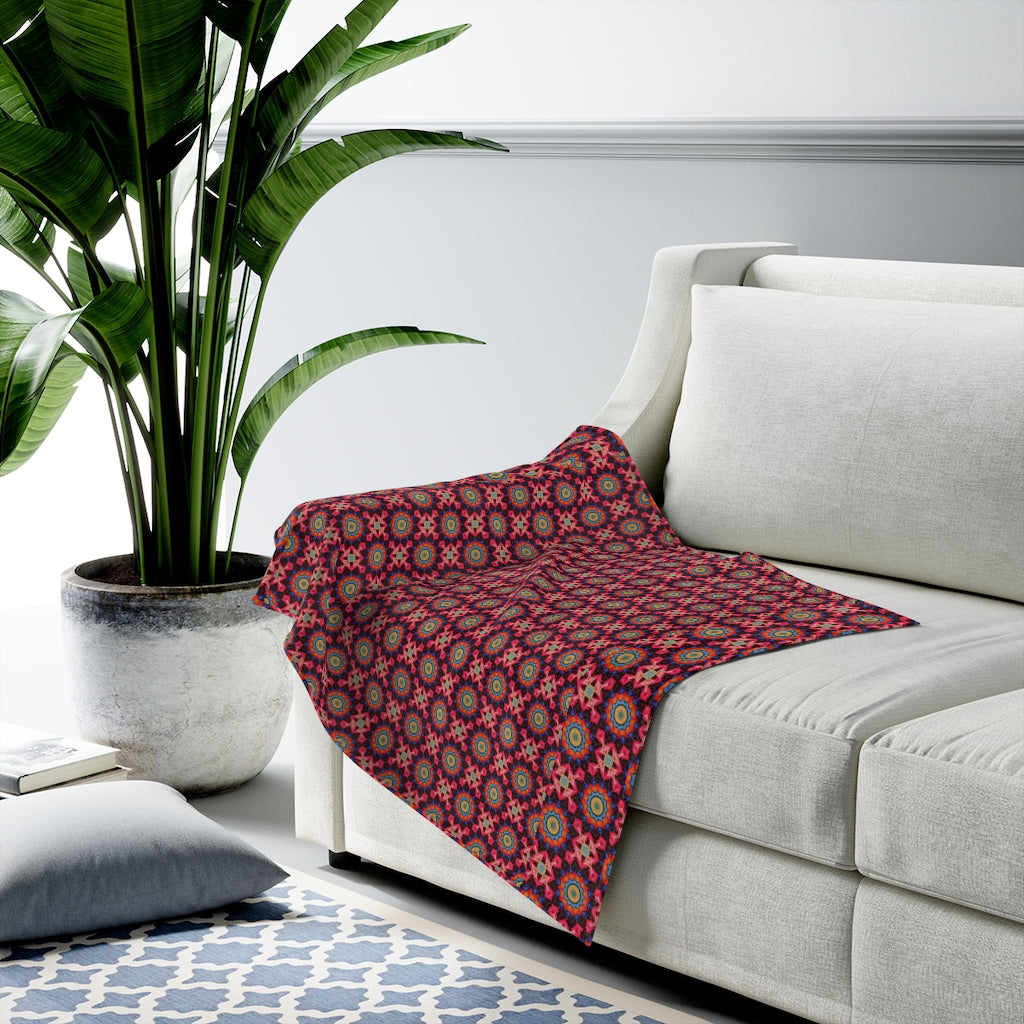 Kaleidoscope Velveteen Plush Blanket - Fun Kaleidoscope Home Decor - Kids Cozy Blanket - Accent Blanket-The Dandelion Design Co