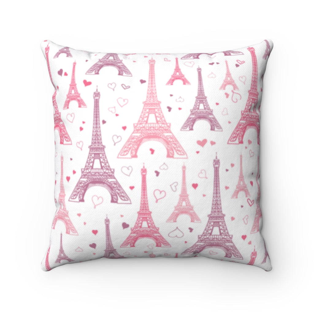 Eifel Tower Pink Pillowcase - Spun Polyester Square Pillow - Home Decor - Throw Pillows - I love Paris Pillow-The Dandelion Design Co