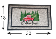 Christmas Truck Personalized Family Name Door Mat - Christmas Tree in Truck Mat-The Dandelion Design Co