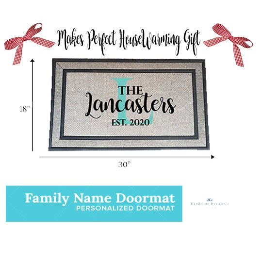 House Warming Door Mat Gift - Customized Monogram Door Mat - Family Last Name-The Dandelion Design Co