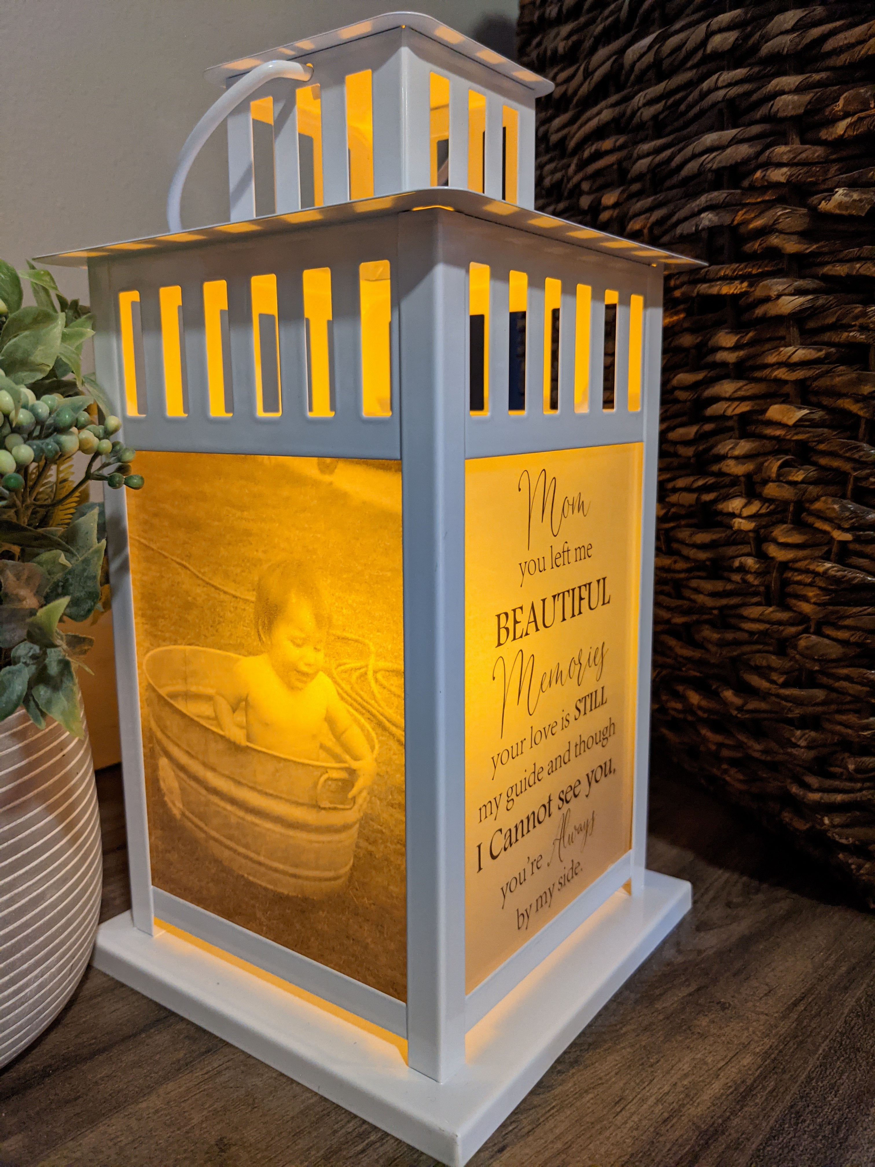 Dad You Left Me Memorial Lantern - Multiple Options - Personalized with your photos! - Remembrance-The Dandelion Design Co