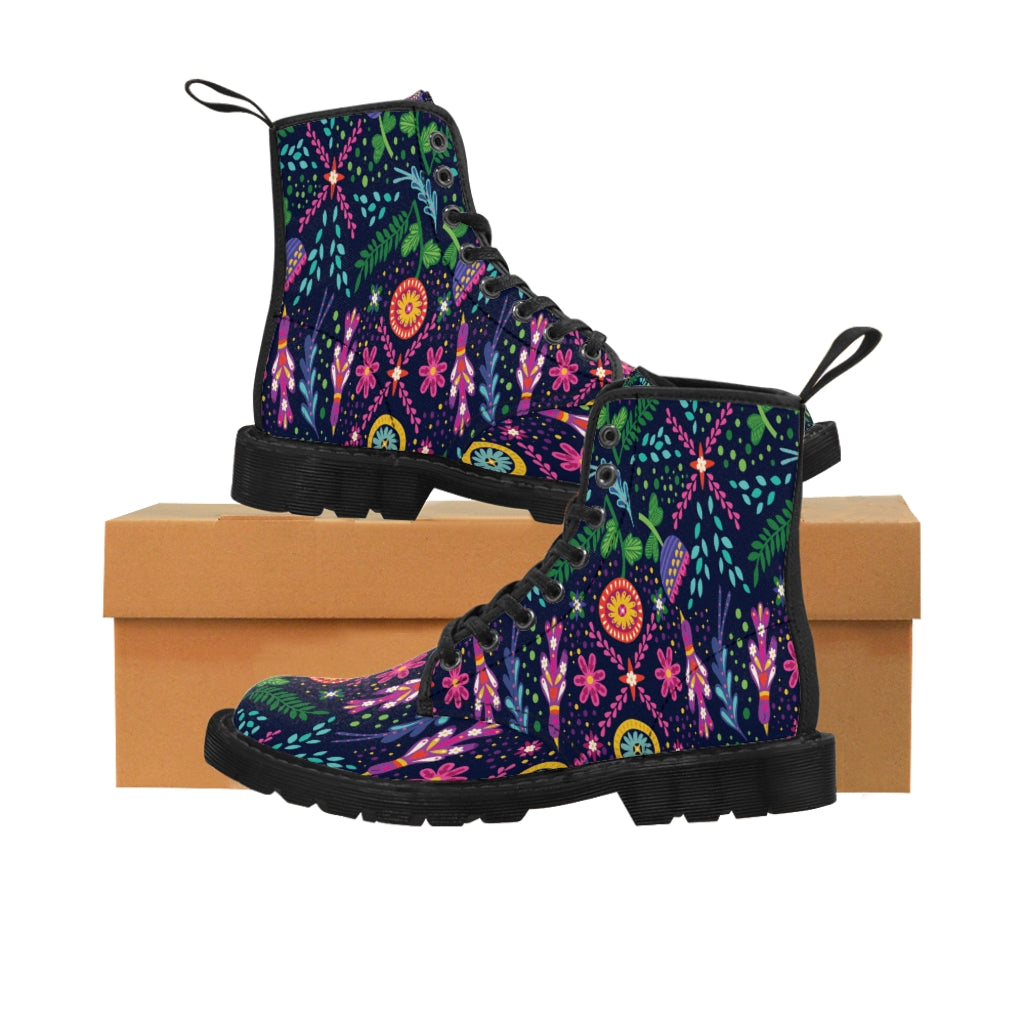 Floral Colored Women's Canvas Boots-The Dandelion Design Co