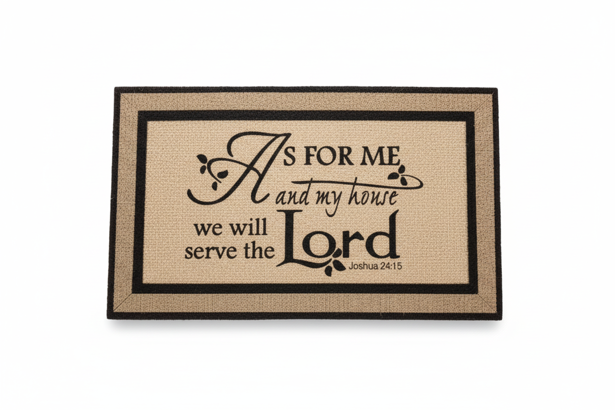 As For Me and My Home We will Serve the Lord Door Mat - Josh. 24:2, 15 Catholic - Christian Door Mat-The Dandelion Design Co