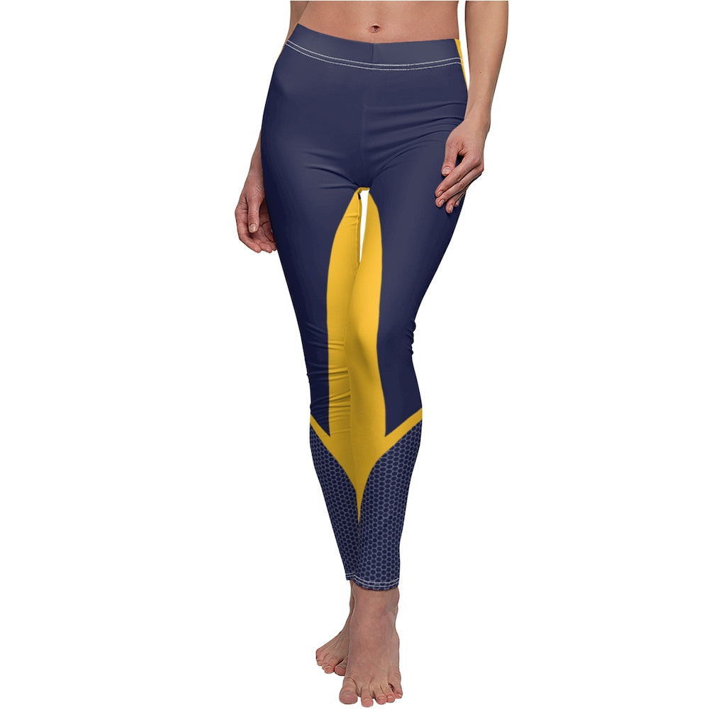 Blue and Gold Women's Leggings - Designer Leggings With Lots of Characters - Sports Team Colors-The Dandelion Design Co