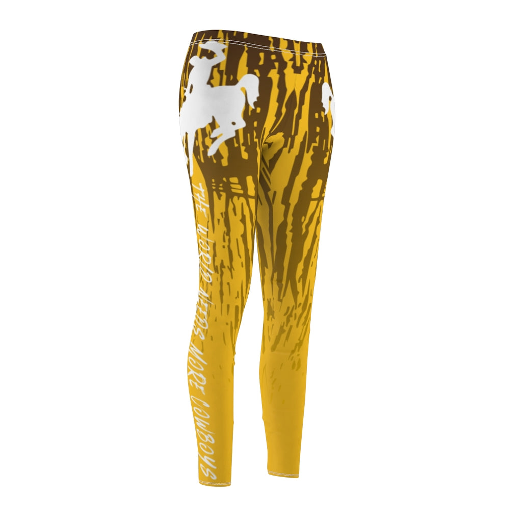 Wyoming Cowboys Leggings - The World Needs More Cowboys Womens Leggings - Women's Cut & Sew Casual Leggings - Brown and Gold-The Dandelion Design Co