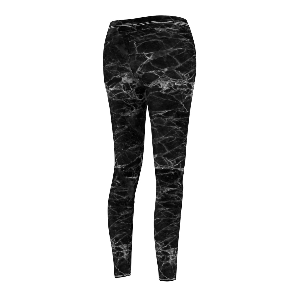 Black Granite Athletic Womens Leggings - Super Soft Elastic Fit Leggings-The Dandelion Design Co