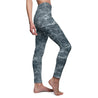 Lightning Slate Blue Women's Cut & Sew Casual Leggings-The Dandelion Design Co