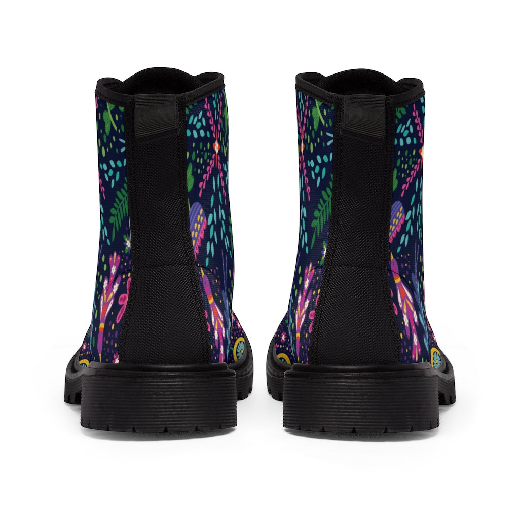 Floral Colored Women's Canvas Boots-The Dandelion Design Co