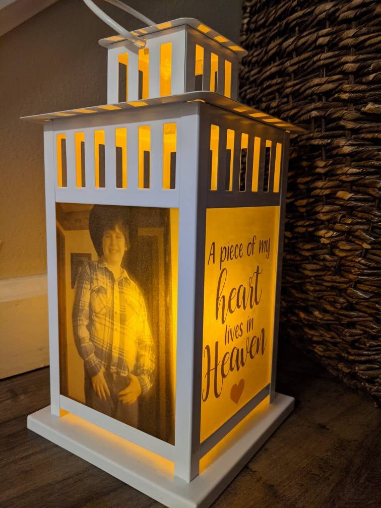 Dad You Left Me Memorial Lantern - Multiple Options - Personalized with your photos! - Remembrance-The Dandelion Design Co