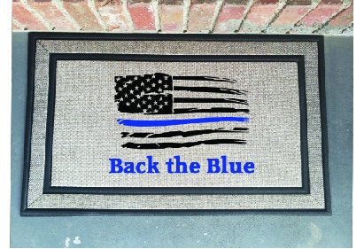 Back The Blue Door Mat - American Flag Police DoorMat-The Dandelion Design Co