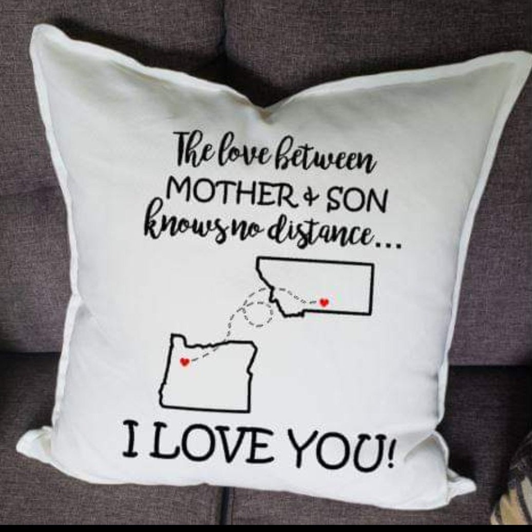 The Distance Between a Mother and Son Pillow-The Dandelion Design Co