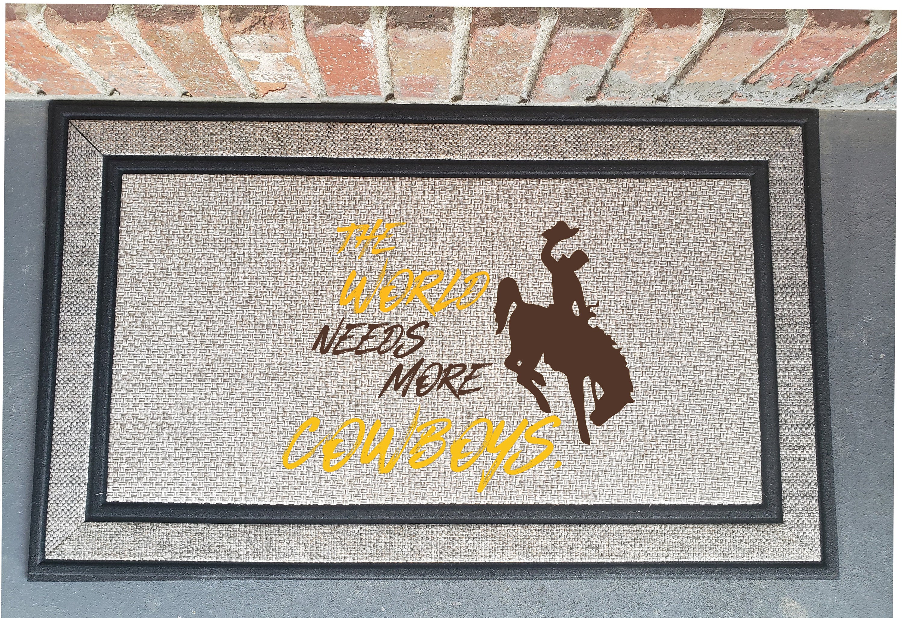 Wyoming Cowboys The World Needs More Cowboys Door Mat-The Dandelion Design Co
